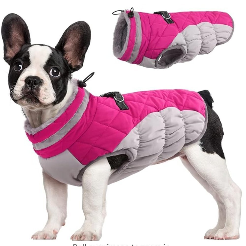 FUAMEY Padded - Reflective Dog Coat, Snow Jacket with Built in Harness